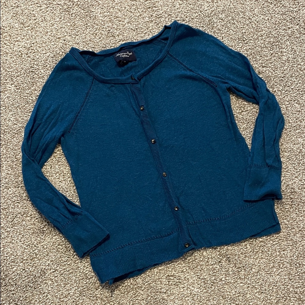 American Eagle Outfitters Small Lightweight Teal Cardigan